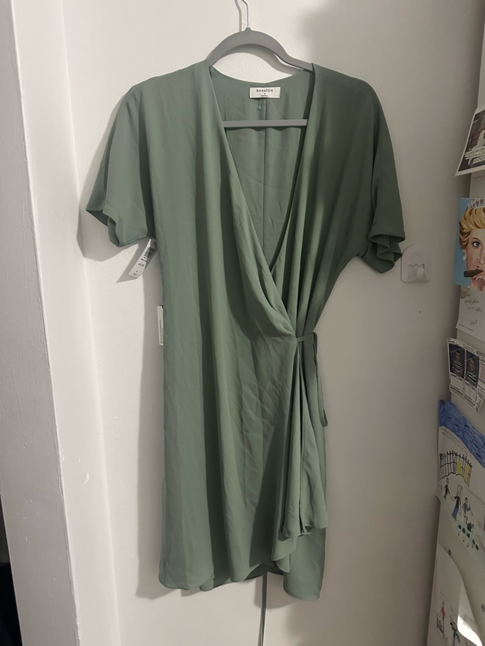 Babaton Moss Green Wrap Dress with Side Tie